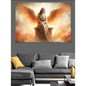 Alevli Kanatlı Melek Figürü Dekoratif Kanvas - Mdf Ahşap Tablo 100x140 cm