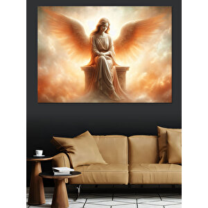 Alevli Kanatlı Melek Figürü Dekoratif Kanvas - Mdf Ahşap Tablo 100x140 cm