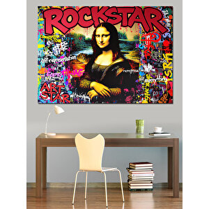 Mona Lisa Rockstar Posteri Dekoratif Kanvas - Mdf Ahşap Tablo