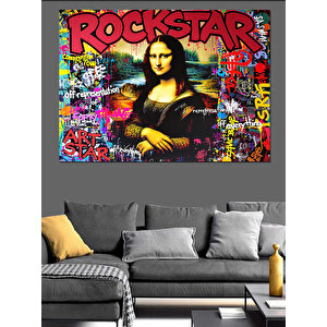 Mona Lisa Rockstar Posteri Dekoratif Kanvas - Mdf Ahşap Tablo