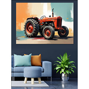Kırmızı Klasik Traktör Dekoratif Kanvas - Mdf Ahşap Tablo 25x35 cm