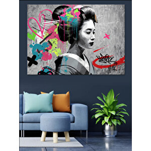 Japon Kadın Portresi Dekoratif Kanvas - Mdf Ahşap Tablo 100x140 cm