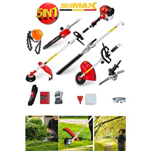 20hpx Motorlu Çok Fonksiyonel 5in1 Kafalı Benzinli Tırpan Ot Biçme + Budama + Canavar + Testere Seti