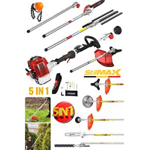 20hpx Motorlu Çok Fonksiyonel 5in1 Kafalı Benzinli Tırpan Ot Biçme + Budama + Canavar + Testere Seti
