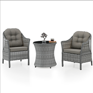 Limni Home Vento 2'li Rattan Bahçe Balkon Takımı + Sehpa