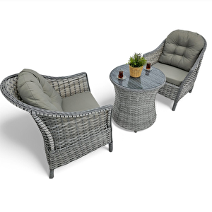 Limni Home Vento 2'li Rattan Bahçe Balkon Takımı + Sehpa