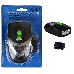 Bisiklet Ön Farı Kornalı Bisiklet Ön Lamba Pilli (piller Dahil) Siyah Renkli