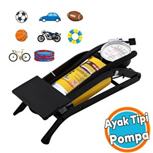 Ayak Tipi Pompa Tekli Teker Araç Bisiklet Top Bot Lastik Şambrel Şişirme Pompası Tek Pistonlu 1 Adet