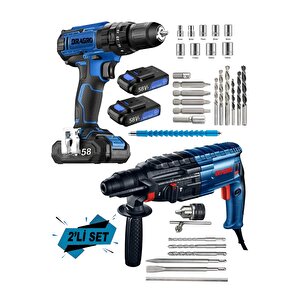 Dragro Alman Eko 2 Li Set 4200 W Kırıcı Delici Hilti 58 V Setli Şarjlı Matkap