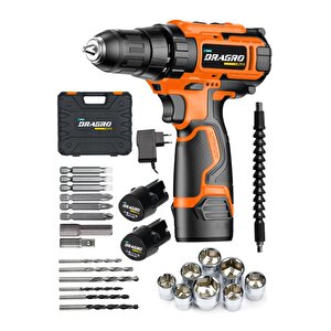 Dragro Germany 58 V 8 Ah Metal Şanzuman Bakır Sargılı Çift Akülü Vidalama Matkap Ar Turuncu