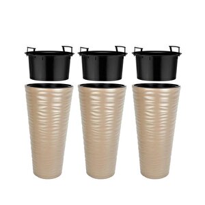 So-kvt3 Kumsal Vazo Saksı Takımı 128 Litre Mocha 3 Adet