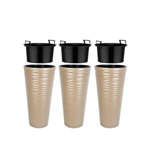 So-kvt2 Kumsal Vazo Saksı Takımı 85 Litre Mocha 3 Adet
