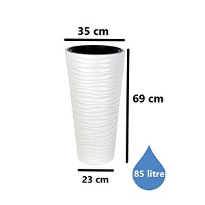So-kvt2 Kumsal Vazo Saksı Takımı 85 Litre Beyaz 3 Adet