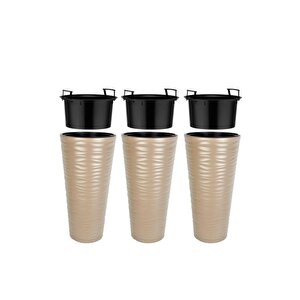 So-kvt1 Kumsal Vazo Saksı Takımı 51 Lt Mocha 3 Adet