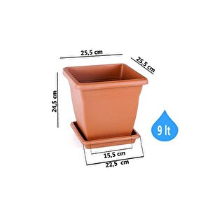 So-vk02 Villa Kare Tabaklı Saksı Takımı 9 Lt Kiremit 6 Adet