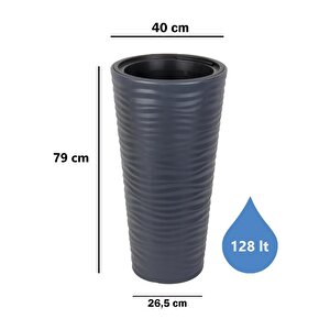 So-kvt3 Kumsal Vazo Saksı Takımı 128 Litre Antrasit 3 Adet