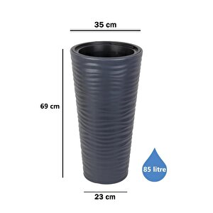 So-kvt2 Kumsal Vazo Saksı Takımı 85 Litre Antrasit 3 Adet