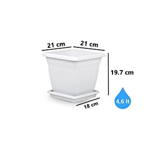 So-vk01 Villa Kare Tabaklı Saksı Takımı 4.6 Lt Kirli Beyaz 6 Adet