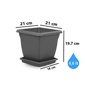 So-vk01 Villa Kare Tabaklı Saksı Takımı 4.6 Lt Antrasit 6 Adet