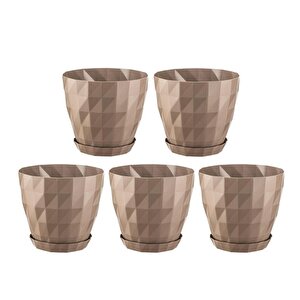 So-krt4 Dekoratif Kristal Saksı Takımı 3.25 Lt Mocha 5 Adet