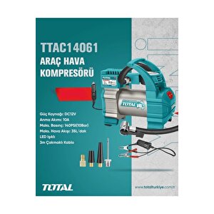 Araç Hava Kompresörü Led Işıklı Çakmaklı Kablo - Ttac14061