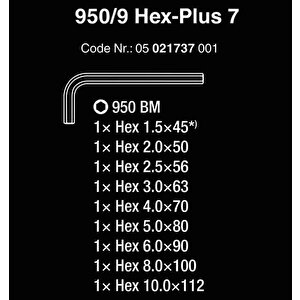 Wera 950-9 Hex-plus 9 Lu Kısa Alyan Set 05021737001