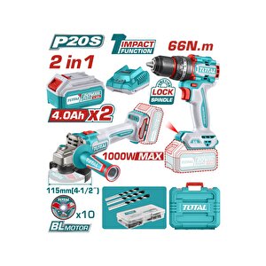Akülü Set - Darbeli̇ Matkap Ve Akülü Taşlama 2x4 Ah Akü Tckli20273e