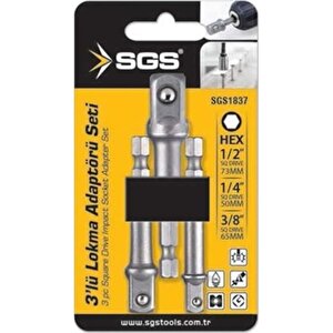 Sgs Lokma Adaptörü 3'lü Set 1/4x65 Mm- 3/8x65 Mm -1/2x73 Mm Sgs1837