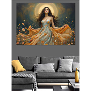 Işıklar İçinde Melek Dekoratif Kanvas - Mdf Ahşap Tablo 70x100 cm