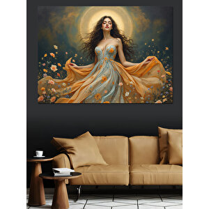 Işıklar İçinde Melek Dekoratif Kanvas - Mdf Ahşap Tablo 70x100 cm