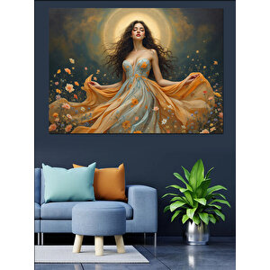 Işıklar İçinde Melek Dekoratif Kanvas - Mdf Ahşap Tablo