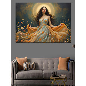 Işıklar İçinde Melek Dekoratif Kanvas - Mdf Ahşap Tablo