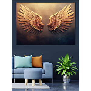 Altın Melek Kanatları Dekoratif Kanvas - Mdf Ahşap Tablo 70x100 cm