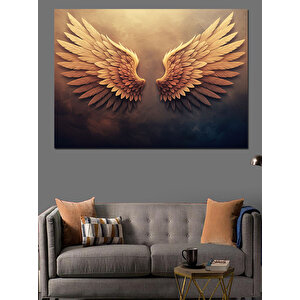 Altın Melek Kanatları Dekoratif Kanvas - Mdf Ahşap Tablo 70x100 cm