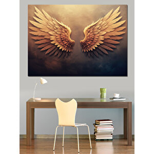 Altın Melek Kanatları Dekoratif Kanvas - Mdf Ahşap Tablo 70x100 cm