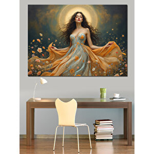 Işıklar İçinde Melek Dekoratif Kanvas - Mdf Ahşap Tablo 50x70 cm