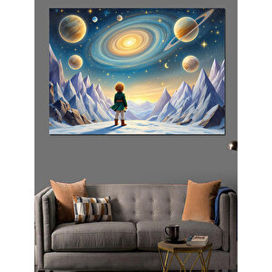 Dağlarda Uzay Manzarası Dekoratif Kanvas - Mdf Ahşap Tablo 100x140 cm
