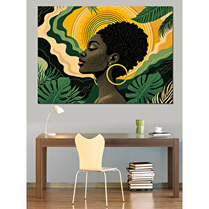 Sarı Küpeli Kadın Dekoratif Kanvas - Mdf Ahşap Tablo 100x140 cm