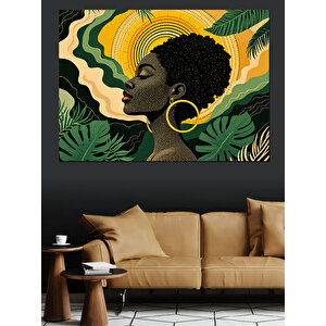 Sarı Küpeli Kadın Dekoratif Kanvas - Mdf Ahşap Tablo 100x140 cm