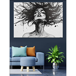 Siyah Beyaz Çığlık Kadın Dekoratif Kanvas - Mdf Ahşap Tablo 70x100 cm