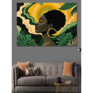 Sarı Küpeli Kadın Dekoratif Kanvas - Mdf Ahşap Tablo