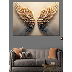 Altın Melek Kanatları Dekoratif Kanvas - Mdf Ahşap Tablo 100x140 cm