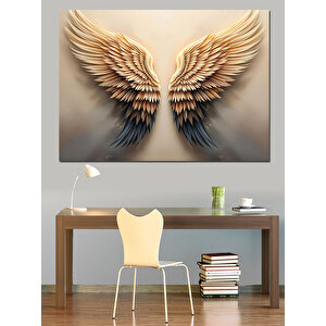 Altın Melek Kanatları Dekoratif Kanvas - Mdf Ahşap Tablo 100x140 cm