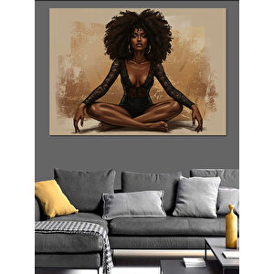 Meditasyon Yapan Kadın Dekoratif Kanvas - Mdf Ahşap Tablo 100x140 cm