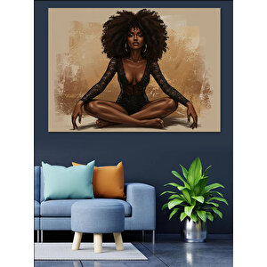 Meditasyon Yapan Kadın Dekoratif Kanvas - Mdf Ahşap Tablo