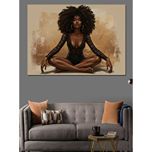 Meditasyon Yapan Kadın Dekoratif Kanvas - Mdf Ahşap Tablo
