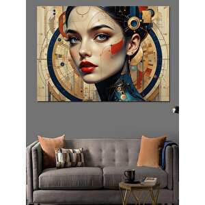 Dijital Detaylı Kadın Portresi Dekoratif Kanvas - Mdf Ahşap Tablo