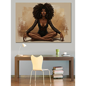 Meditasyon Yapan Kadın Dekoratif Kanvas - Mdf Ahşap Tablo 35x50 cm