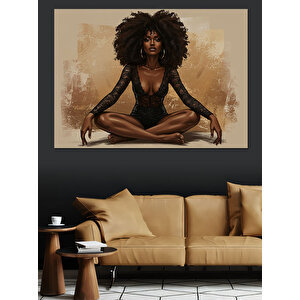 Meditasyon Yapan Kadın Dekoratif Kanvas - Mdf Ahşap Tablo 35x50 cm