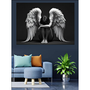 Diz Çökmüş Melek Dekoratif Kanvas - Mdf Ahşap Tablo 35x50 cm